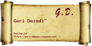Geri Dezső névjegykártya